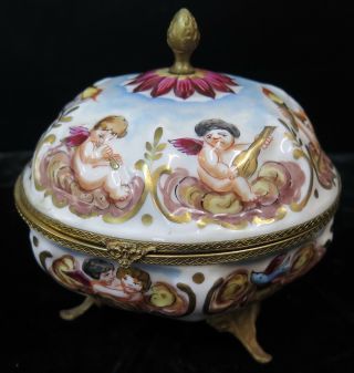 Vintage Early 20th Century Hand Painted Porcelain Trinket Box