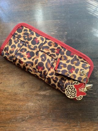 Nwt Disney Harveys Seatbelt Bag Minnie Mouse Leopard Wallet Signed