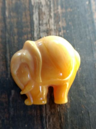 Vintage Butterscotch Egg Yoke Amber Carved Elephant