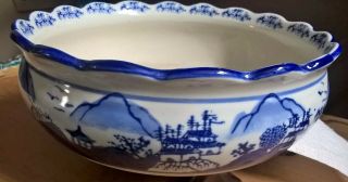 19 Th Century Chinese Blue And White Large Porcelain Bowl