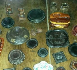 Antique Chinese Vase / Pot Stands,  Wood Carvings,  Soapstone Vases Etc,  23 Items