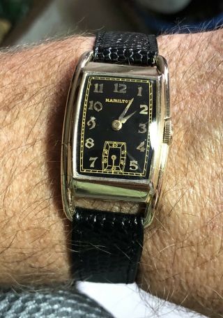 Vintage 1930s Hamilton Sutton 14k Gold Filled Watch 982 19j Runs