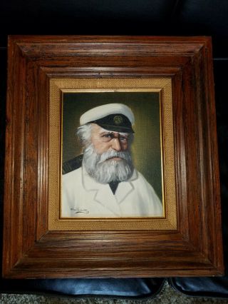 Vintage David Pelbam Sea Captain Framed Oil Painting On Board Signed