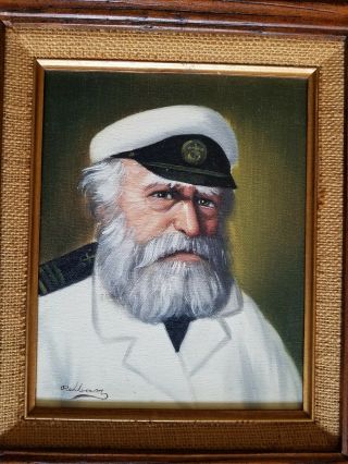 Vintage David Pelbam Sea Captain Framed Oil Painting on board signed 2