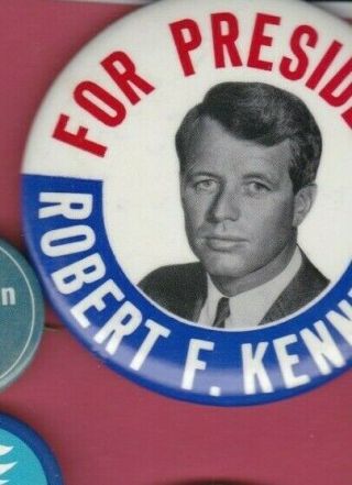 Robert Bobby Rfk Kennedy Photo Button Pin 1968 Campaign
