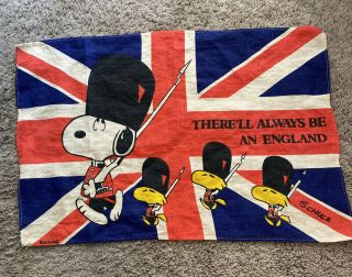1965 Peanuts British Flag Union Jack Kitchen Dish Tea Towel 27.  5 X 18.  5 Inches.