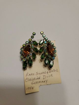 Gorgeous Vintage Signed And Dated Christian Dior Earrings