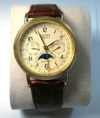 Citizen Elegance 6350 - G30736 K Triple Date Moon Phase Gold Plate Vintage Watch 2