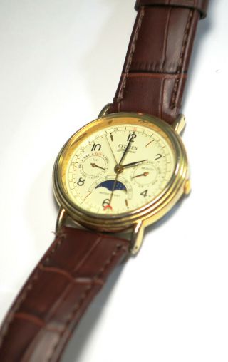 Citizen Elegance 6350 - G30736 K Triple Date Moon Phase Gold Plate Vintage Watch 3