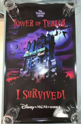 I Survived Tower Of Terror Poster - Disney Mgm Studios - 19 1/2 " X 33 " -