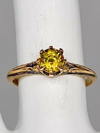 Antique Victorian 1890s $2400 1ct Natural Yellow Sapphire 14k Gold Wedding Ring