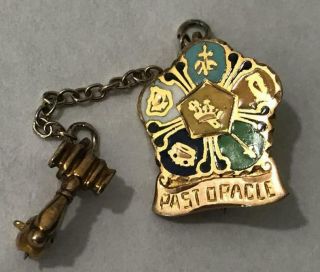 Vintage Past Oracle Pin Gavel 10k Gold Enamel Royal Neighbors Of America Masonic