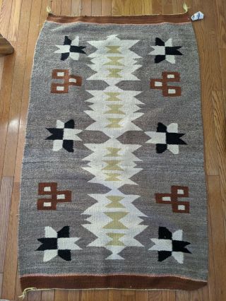 Vintage Navajo Rug 100 Wool Hand Woven Estate Saddle Blanket Mid 20th 55 " X 34 "