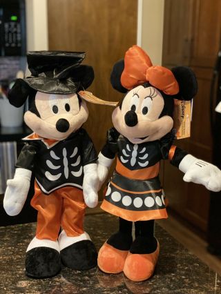 Disney Mickey & Minnie Mouse Plush 2020 Halloween Greeters Skeleton