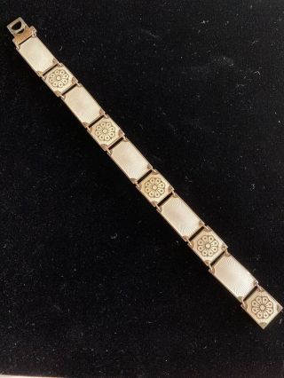 David Andersen Vintage Sterling Silver Guilloche Enamel Panel Link Bracelet