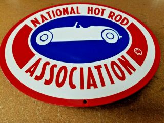 Vintage National Hot Rod Association Racing 12 " Metal Car,  Gasoline & Oil Sign
