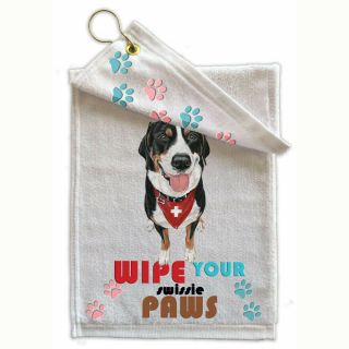 Greater Swiss Mountain Dog Paw - Wipe Towel 11 " X 18 " Grommet With Hook