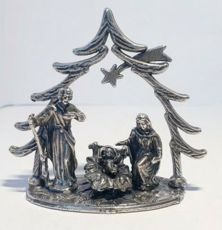 Vintage Solid Silver Italian Miniature Of A Nativity Scene Hallmarked.  Large