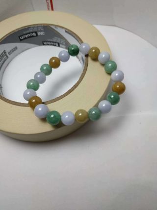 100 Natural Burmese Jadeite Jade Beaded Bracelet Grade A 662 Color