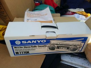 Vtg 80s Sanyo M 7770 K Japan Made Boombox Mini Slim Stereo Radio Cassette W/box