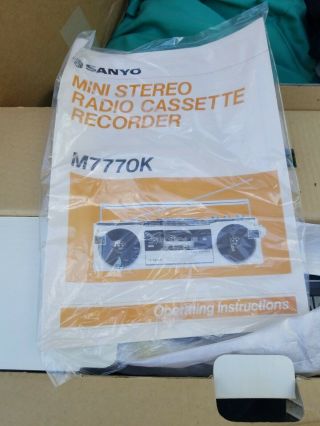 VTG 80s Sanyo M 7770 K Japan Made BOOMBOX Mini Slim Stereo Radio Cassette W/Box 3