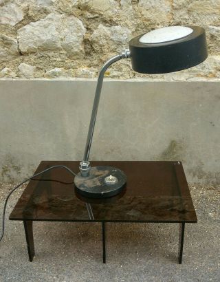 Vintage Design Lampe Jumo Modèle 900 En Métal Laqué Noir Et Blanc 1970 
