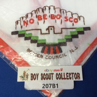 Boy Scout Camp No - Be - Bo - Sco Embroidered Neckerchief Bergen Council Jersey