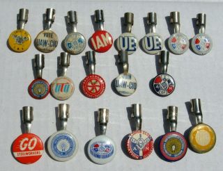 Set Of 19 Vintage Trade Union Pencil Clips Aviation Steelworkers Railroad Ue Iam