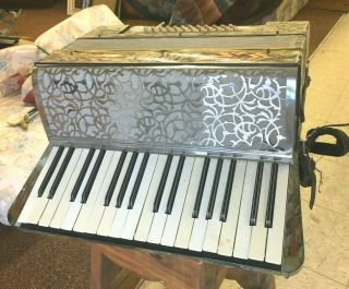 Vintage Sopranis Ancona Accordion Made In Italy Mother Of Pearl Look W Case Fs