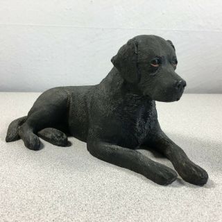 Vintage Black Lab Labrador Dog Resin Figurine Signed By Artist O.  Gulledge 1987