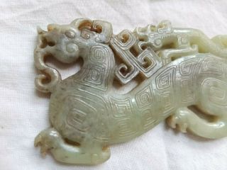 age - old China antique Hotan white jade dragon 2