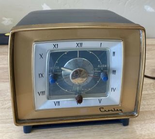 Vintage Crosley Clock Radio Model F - 25 - Blue Bakelite Cabinet