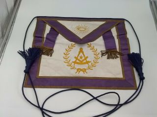 Vintage Freemason Masonic Apron Purple Gold