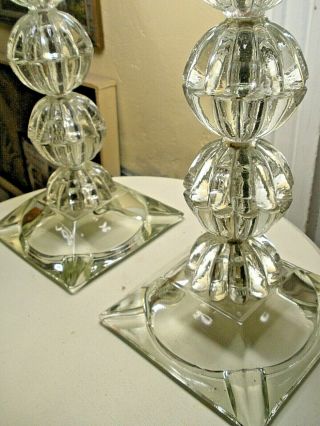 PR VTG ART DECO MID CENTURY MODERN 2 STACKED GLASS CRYSTAL BALL LAMPS 3