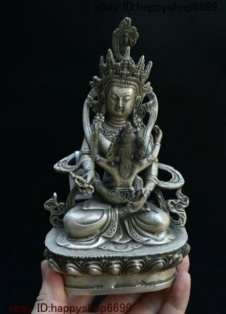 Collect Old China Buddhism Temple Silver Vajra Mandkesvara Yab - Yum Buddha Statue