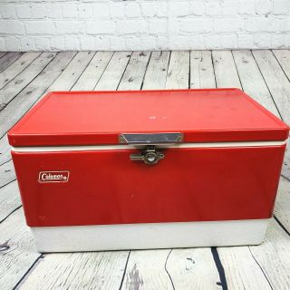 Vintage Coleman Cooler Ice Chest Red Metal Camping Picnic Travel Retro Xl 1978