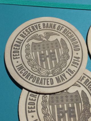 4 Pack Federal Reserve Bank Of Richmond Souvenir Coaster Set Leather