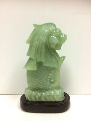 Vintage/antique Chinese Jade Merlion Figurine On Stand