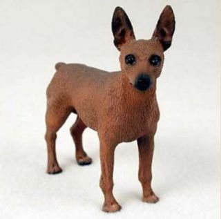 Min Pin Miniature Pinscher Dog Figurine Statue Hand Painted Resin Gift Red