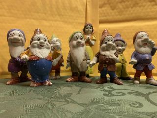 1930s /40s Walt Disney Bisque Japan Snow White And The Seven Dwarfs Large Set