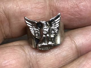 Vintage Sterling Silver BSA Boy Scout Old Style Eagle Ring (Size 5.  5) 2