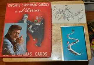 Vintage Box Of Liberace Christmas Cards With Personal Card & Autographed Card