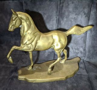 Vintage Brass Horse Galloping Figurine Running Horse Statue 8 " H 11 " W