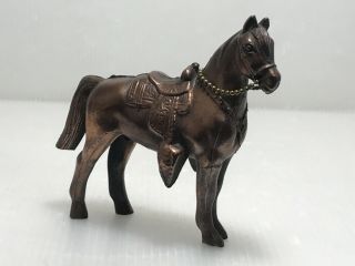 Vintage Small Brass Metal Horse With Saddle Figure