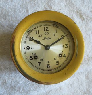 Vintage Brass Chelsea Boston 5 1/2 Inch Diameter Key Wound Ships Time Clock
