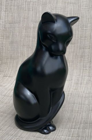 Vintage Black Ceramic Cat Statue 8 1/2” High Made In Mexico
