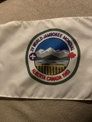 1983 World Jamboree Desk Flag,  Boy Scout 15th World Jamboree,  Alberta Canada Eb08