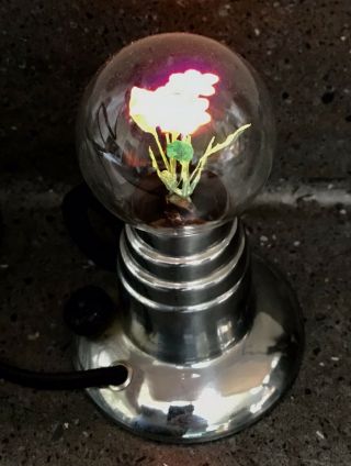 Art Deco Vintage 1930s Aerolux Floral Light Bulb Chrome Bakelite Lamp Base