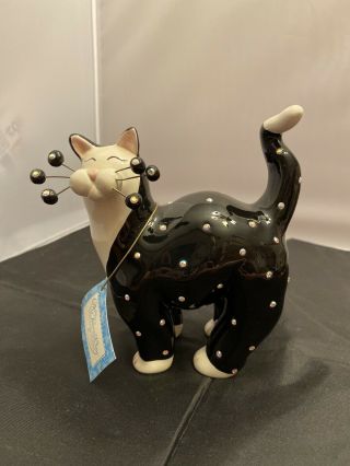 Whimsiclay 2004 Amy Lacombe Black Cat Figure Sabrina 86159 Polka Dots