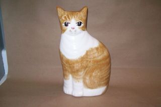 N.  S.  Gustin Co.  Ceramic Cat 10.  5 " Orange And White